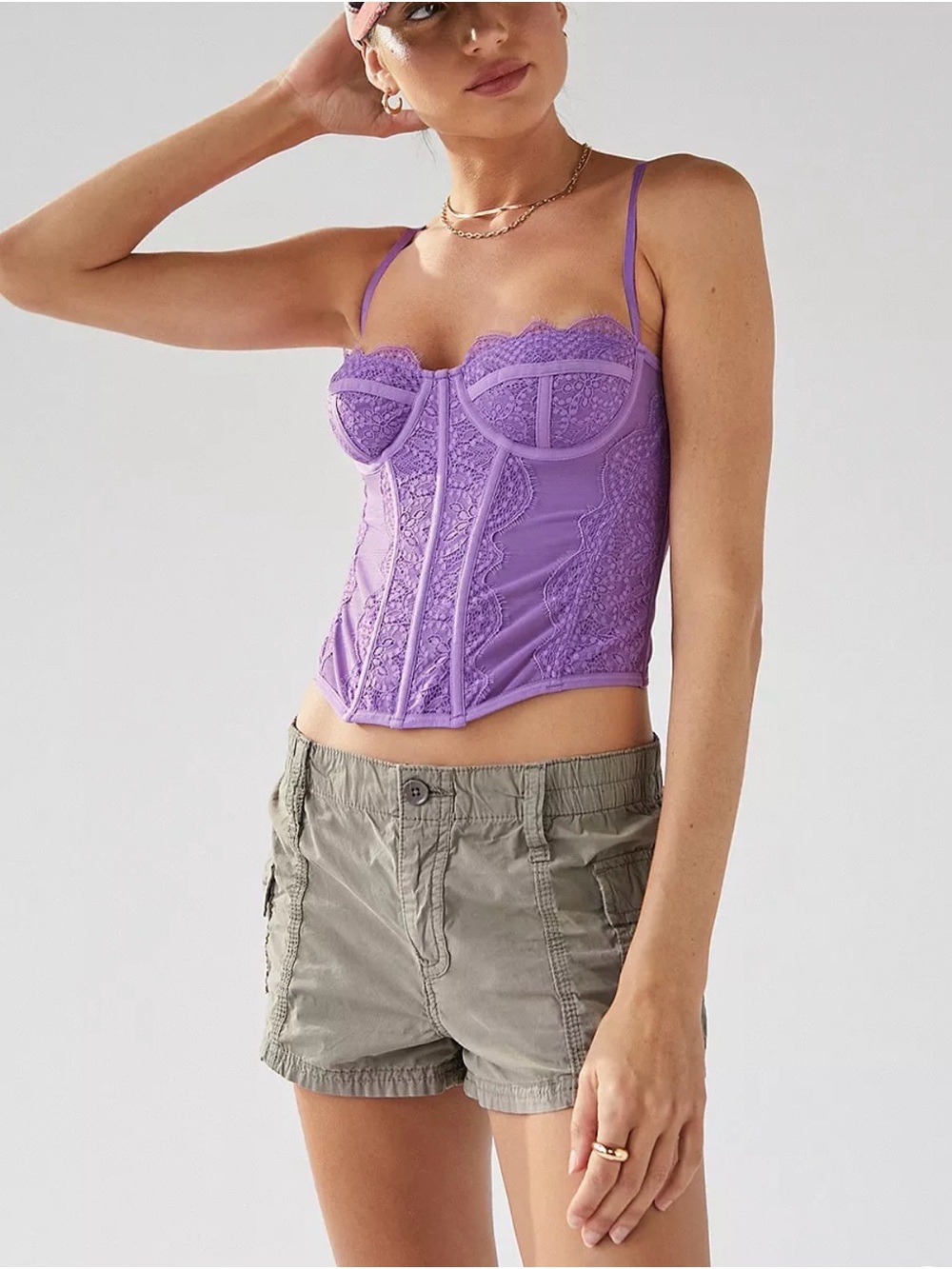 Urban Outfitters Out From Under Modern Love Corset Lace Bustier Corset -Purple